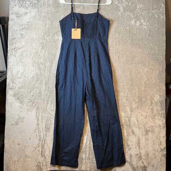 Lost In‎ Lunar Women's Navy Luca Linen Blend Pantsuit Size Medium New - Picture 4 of 8